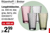 Longdrinkbecher klar im Angebot bei Opti-Wohnwelt in Lüneburg Longdrinkbecher klar Angebote von Ritzenhoff & Breker bei Opti-Wohnwelt Lüneburg für 2,99 €