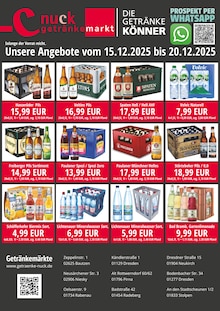 Bier im aktuellen Nuck Getränke Prospekt (Bautzen) Bier im Nuck Getränke Prospekt "DIE GETRÄNKEKÖNNER" mit 3 Seiten (Bautzen)
