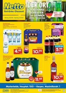 Cola im Netto Marken-Discount Prospekt "DER ORT, AN DEM DU IMMER AUSGEZEICHNETE PREISE FINDEST." mit 2 Seiten (Gummersbach)