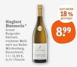 Grauer Burgunder Kabinett im Angebot bei tegut in Erfurt Grauer Burgunder Kabinett Angebote von Siegbert Bimmerle bei tegut Erfurt für 8,99 €
