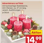 Adventskranz auf Holz Angebote bei Netto Marken-Discount Mainz für 14,99 €