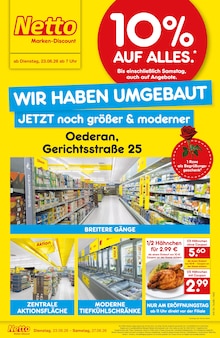 Netto Marken-Discount Oederan Prospekt der aktuellen Woche, gültig von 23.06.2026 bis 27.06.2026 Aktueller Netto Marken-Discount Oederan Prospekt "Wiedereröffnung - 10% auf ALLES" mit 4 Seiten