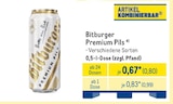 Premium Pils Angebote von Bitburger bei METRO Dachau für 0,80 €