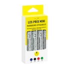 Pack de 4 Marqueurs effaçables - couleurs assorties - pointe large - Les Prix Mini en promo chez Bureau Vallée Pack de 4 Marqueurs effaçables - couleurs assorties - pointe large - Les Prix Mini dans le catalogue Bureau Vallée