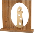 Holzaufsteller Leuchturm mit Spruch, natur/gold von Dekorieren & Einrichten im aktuellen dm-drogerie markt Prospekt für 4,95 €