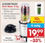 Nutri Mixer von GOURMETMAXX für 19,99 € bei Netto Marken-Discount im Angebot Nutri Mixer von GOURMETMAXX im aktuellen Netto Marken-Discount Prospekt