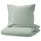 Bettwäsche-Set, 2-teilig grün/Streifen 140x200/80x80 cm bei IKEA im Prospekt "" für 17,99 €