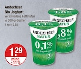 Fett im V-Markt Prospekt Bio Joghurt 0,1% Fett von Andechser im aktuellen V-Markt Prospekt für 1,29 €