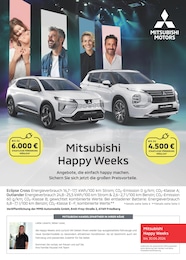 Werkstatt & Auto Prospekt von Mitsubishi in Kasendorf Aktueller Mitsubishi Werkstatt & Auto Prospekt für Kasendorf: Mitsubishi Happy Weeks mit 1 Seite, 16.03.2026 - 12.04.2026
