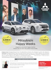 Mitsubishi Werkstatt & Auto Prospekt der aktuellen Woche mit 1 Seite, gültig von 16.03.2026 bis 12.04.2026, in Wonfurt und Umgebung Aktueller Mitsubishi Werkstatt & Auto Prospekt in Wonfurt und Umgebung, "Mitsubishi Happy Weeks" mit 1 Seite, 16.03.2026 - 12.04.2026