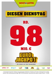 Aktueller Westlotto Prospekt "Diesen Dienstag rd. 98 Mio. €" mit 3 Seiten