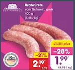 Bratwürste vom Schwein, grob Angebote von Gut Ponholz bei Netto Marken-Discount Bruchsal für 1,99 €