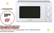 Micro-ondes KOR-6LM07 Blanc - Géant Casino à Nanterre Micro-ondes KOR-6LM07 Blanc en promo chez Géant Casino Nanterre à 49,00 €