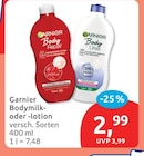 Bodymilk- oder -lotion von Garnier für 2,99 € bei budni im Angebot Bodymilk- oder -lotion von Garnier im aktuellen budni Prospekt