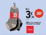 Lot de 5 paires de chaussettes femme - TISSIA en promo chez E.Leclerc Poitiers à 3,95 €