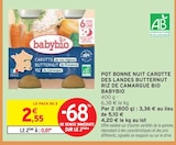 Promo Pot bonne nuit carotte des landes butternut riz de camargue bio à 0,81 € dans le catalogue Intermarché à Argentré-du-Plessis