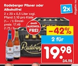 Pilsner oder Alkoholfrei Angebote von Radeberger bei Netto Marken-Discount Plauen für 19,98 €