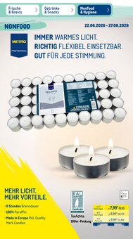 Kerzen im aktuellen METRO Prospekt (Mönchengladbach) Kerzen im METRO Prospekt "Wochenangebote + Gewinnspiel" mit 52 Seiten (Mönchengladbach)