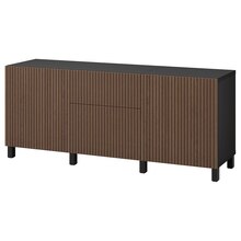 Aufbewahrung mit Schubladen schwarzbraun Björköviken/Stubbarp/braun gebeiztes Eichenfurnier 180x42x74 cm Angebot in Vierkirchen, Oberbay im aktuellen Prospekt bei IKEA in Vierkirchen, Oberbay