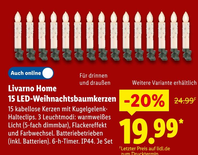 15 LED-Weihnachtsbaumkerzen