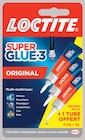 Super Glue-3 Tubes Liquide 3g 2+1 Offert - LOCTITE dans le catalogue Intermarché Super