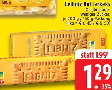 Aktuelles Butterkeks Original Angebot bei EDEKA in Mönchengladbach ab 1,29 €