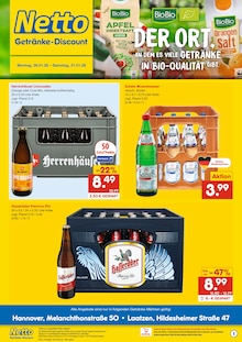 Bier im Netto Marken-Discount Prospekt "DER ORT, AN DEM DU IMMER AUSGEZEICHNETE PREISE FINDEST." mit 2 Seiten (Langenhagen)