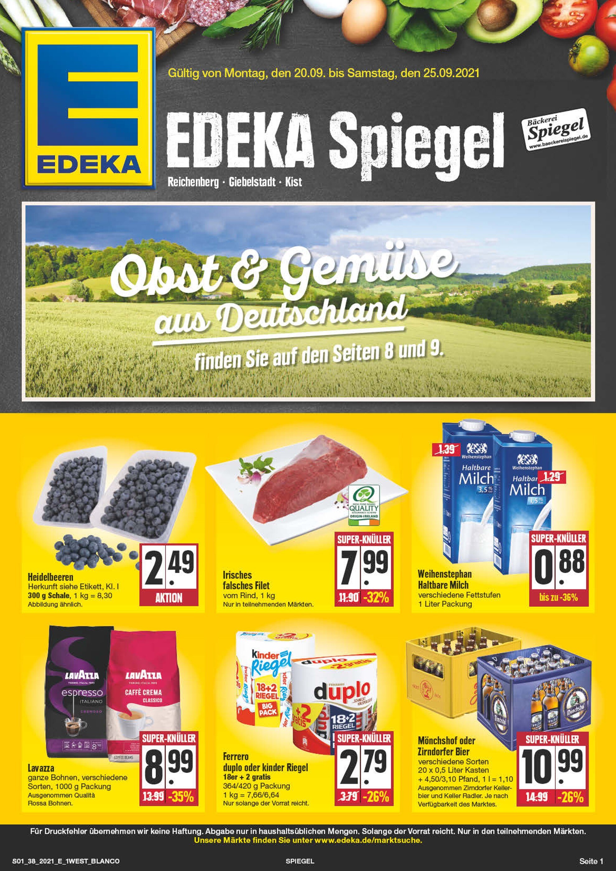 EDEKA Prospekt für Fuchsenmühle mit 36 Seiten EDEKA Prospekt für Fuchsenmühle: "Wir lieben Lebensmittel!", 36 Seiten, 20.09.2021 - 25.09.2021