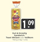 Sandwich-Toast Weizen Angebote von Gut & Günstig bei Hieber Freiburg für 1,09 €