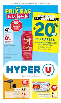 Catalogue Hyper U à Douvres-la-Délivrande cette semaine, valable du 08/04/2026 au 19/04/2026 Prospectus Hyper U à Douvres-la-Délivrande, "LES PRIX BAS de la beauté", 60 pages de promos valables du 08/04/2026 au 19/04/2026