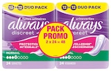 Serviettes pour fuites urinaires protection intégrale normal 2x24 - ALWAYS DISCREET - Intermarché Super Serviettes pour fuites urinaires protection intégrale normal 2x24 - ALWAYS DISCREET à 6,80 € dans le catalogue Intermarché Super