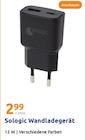 Ladegerät im Action Prospekt Wandladegerät von Sologic im aktuellen Action Prospekt für 2,99 €