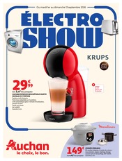 Prospectus Supermarchés Auchan Hypermarché en cours à Sireuil et alentours, "ÉLECTROSHOW", 4 pages, 01/09/2026 - 13/09/2026 Catalogue Supermarchés Auchan Hypermarché en cours à Sireuil et alentours, "ÉLECTROSHOW", 4 pages, 01/09/2026 - 13/09/2026