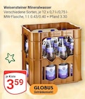 Mineralwasser von Weisensteiner für 3,59 € bei GLOBUS im Angebot Mineralwasser von Weisensteiner im aktuellen GLOBUS Prospekt