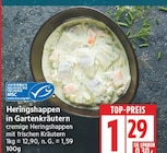 Heringshappen in Gartenkräutern für 1,29 € bei EDEKA im Angebot Heringshappen in Gartenkräutern im aktuellen EDEKA Prospekt