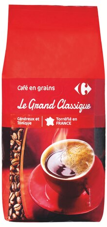 CAFÉ EN GRAINS LE GRAND CLASSIQUE - Carrefour Market à Quimper CAFÉ EN GRAINS LE GRAND CLASSIQUE en promo chez Carrefour Market Quimper à 3,84 €