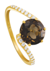 Auchan Hypermarché - Bague or 375 millièmes et quartz fumé ou topaze bleue traitée et oxydes de zirconium : offre du catalogue Promo Bague or 375 millièmes et quartz fumé ou topaze bleue traitée et oxydes de zirconium à 99,00 € dans le catalogue Auchan Hypermarché ""