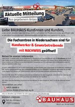 BAUHAUS Prospekt "Aktuelle Mitteilung", 1 Seiten, für Winsen, 25.03.2020 - 19.04.2020 BAUHAUS Prospekt "Aktuelle Mitteilung", 1 Seiten, für Winsen, 25.03.2020 - 19.04.2020