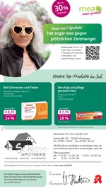 mea - meine apotheke Apotheke Prospekt der aktuellen Woche mit 4 Seiten, gültig von 01.07.2025 bis 31.07.2025, in Münsingen und Umgebung Aktueller mea - meine apotheke Apotheke Prospekt in Münsingen und Umgebung, "Unsere Juli-Angebote" mit 4 Seiten, 01.07.2025 - 31.07.2025