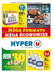 Prospectus Hyper U, "Méga formats, méga économies",  pages, 31/01/2023 - 12/02/2023