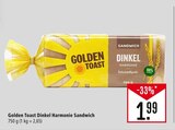 Dinkel Harmonie Sandwich Angebote von Golden Toast bei Marktkauf Schorndorf für 1,99 €