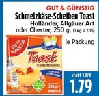 Schmelzkäse-Scheiben Toast im Angebot bei EDEKA in Gießen Schmelzkäse-Scheiben Toast Angebote von GUT & GÜNSTIG bei EDEKA Gießen für 1,79 €