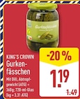 Gurkenfässchen von KING'S CROWN für 1,19 € bei ALDI Nord im Angebot Gurkenfässchen von KING'S CROWN im aktuellen ALDI Nord Prospekt