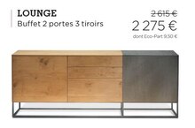 Crozatier Valenton - Lounge buffet 2 portes 3 tiroirs Promo Lounge buffet 2 portes 3 tiroirs dans le catalogue Crozatier "Création : découvrez notre nouvelle collection" à Valenton
