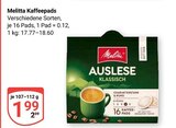Kaffeepads im Angebot bei GLOBUS in Duisburg Kaffeepads Angebote von Melitta bei GLOBUS Duisburg für 1,99 €
