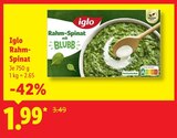 Rahm-Spinat von Iglo im aktuellen Lidl Prospekt für 1,99 €