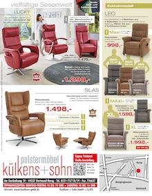 Relaxsessel im aktuellen külkens+sohn Polstermöbel Prospekt (Bochum) Relaxsessel im külkens+sohn Polstermöbel Prospekt "SOFA MAGAZIN" mit 16 Seiten (Bochum)