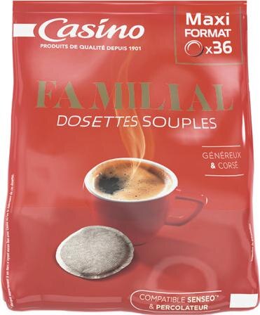 AUCHAN Café corsé en dosette compatible Senseo 36 dosettes 250g