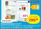 Einbaukühlschrank Angebote von EXQUISIT bei ROLLER Krefeld für 299,99 €