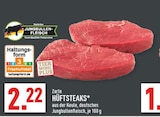 Zarte HÜFTSTEAKS im Angebot bei Marktkauf in Pulheim Zarte HÜFTSTEAKS Angebote von JUNGBULLEN-FLEISCH bei Marktkauf Pulheim für 2,22 €